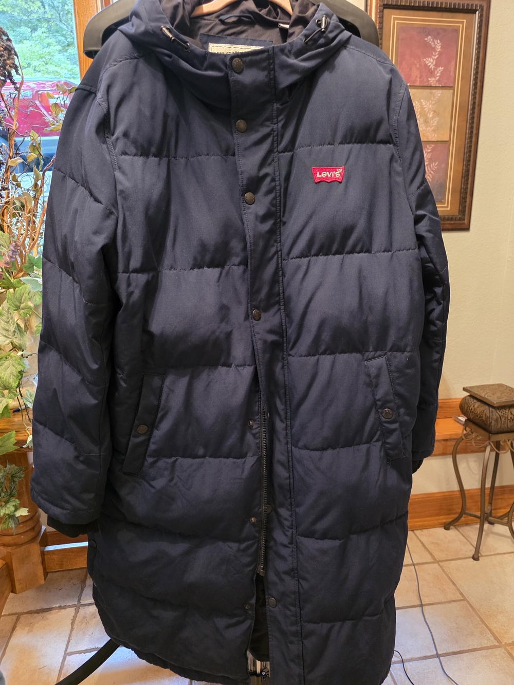 Levi's Navy Quilted Puffer Jacket with Hood Sz L
